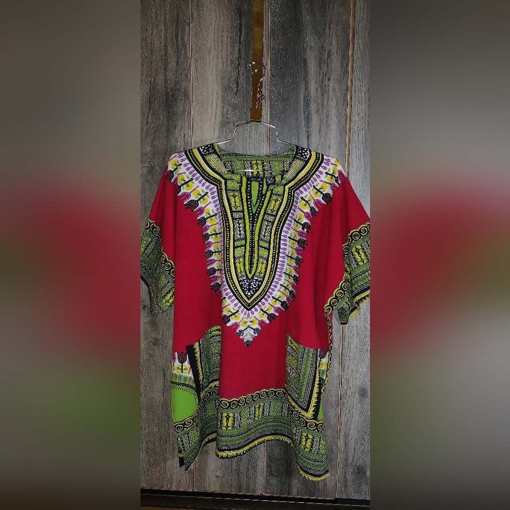 Vibrant Red Dashiki Top